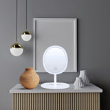 NNEAGS 2X 26cm White Oval Smart LED Makeup Bedroom Table Vanity Mirror Tricolor Adjustable Light