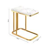 NNEAGS 2X 30x50cm White Ceramic Sofa Side Square Mini Table w/ Gold Metal Legs