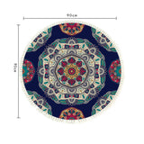 NNEAGS 90cm Round Rug Bohemian Circle Area Rug with Bohemian Geometric Pattern, Anti-slip Doormat, Home Decor