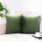 NNEAGS 45cm Subtle Army Green Foliage Velvet Square Throw Pillow