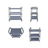 NNEAGS 2X 3 Tier Food Trolley Portable Kitchen Cart Multifunctional Big Utility Service with wheels 830x420x950mm Gray