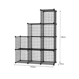 NNEAGS 2X Black Portable 9-Cube 3 Column Storage Organiser Foldable DIY Modular Grid Space Saving Shelf