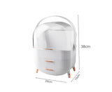 NNEAGS 2X 29cm White Countertop Makeup Cosmetic Storage Organiser Skincare Holder Jewelry Storage Box with Handle