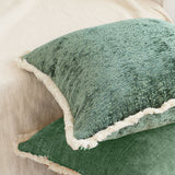 NNEAGS 2X 45cm Jade Green Home aesthetic chenille texture tassel square Throw Pillow