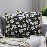 NNEAGS 45cm Subtle Foliage Green Pillow Subtle Orchid Blossom Square Throw Pillow