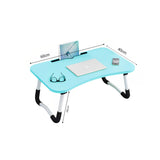 NNEAGS Blue Portable Bed Table Adjustable Foldable Bed Sofa Study Table Laptop Mini Desk with Notebook Stand Card Slot Holder Home Decor