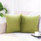 NNEAGS 45cm Subtle Fluorescent Green Foliage Velvet Square Throw Pillow
