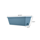 NNEAGS 49.5cm Blue Rectangular Planter Vegetable Herb Flower Outdoor Plastic Box with Holder Balcony Garden Decor Set of 4