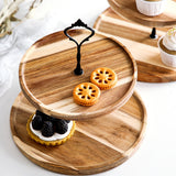 NNEAGS 15cm 2 Tier  Brown Round Wooden Acacia Dessert Tray Cake Snacks Cupcake Stand Buffet Serving Countertop Decor