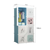 NNEAGS 8 Cubes Blue Portable Wardrobe Divide-Grid Modular Storage Organiser Foldable Closet