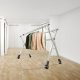 NNEAGS 2X 200cm Portable Drying Rack Clothes Steel Laundry Rack Foldable Space-Saving Laundry Holder 3 Poles