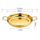 NNEAGS 28cm Flat Base Seafood Dry Pot in Elegant Gold Color with Durable for Kitchen Essential