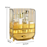 NNEAGS 2X 3 Tier Golden Yellow Multifunctional Countertop Cosmetic Storage Makeup Perfume Skincare Display Stand Shelf Drawer Type Organiser