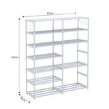 NNEAGS 12-Shelf Tier Shoe Storage Shelf Space-Saving Caddy Rack Organiser with Side Hooks White