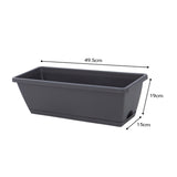 NNEAGS 49.5cm Black Rectangular Planter Vegetable Herb Flower Outdoor Plastic Box with Holder Balcony Garden Decor Set of 3