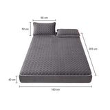 NNEAGS Grey 183cm Wide Mattress Cover Thick Quilted Fleece Stretchable Clover Design Bed Spread Sheet Protector with Pillow Covers