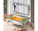 NNEAGS 2X Stainless Steel Rectangular Chafing Dish Tray Buffet Cater Food Warmer Chafer with Top Lid