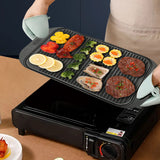 NNEAGS 47cm Cast Iron Ridged Griddle Hot Plate Grill Pan BBQ Stovetop