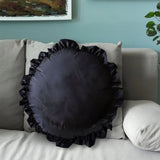 NNEAGS 2X 45X Butterfly Black Vintage Lotus Leaf Edge Round Throw Pillow