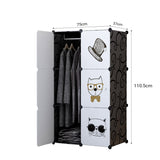 NNEAGS 6 Cubes Black Portable Wardrobe Divide-Grid Modular Storage Organiser Foldable Closet