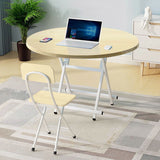 NNEAGS 2X Maple Grain Dining Table Portable Round Surface Space Saving Folding Desk Home Decor