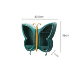 NNEAGS Green Butterfly Shape Wall-Mounted Makeup Organiser Dustproof Waterproof Bathroom Storage Box Home Decor