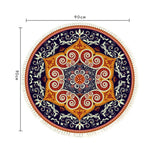 NNEAGS 90cm Round Mandala Ethnic Style Round Carpet, Anti-slip Doormat, Home Decor
