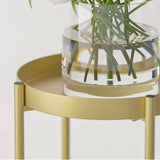 NNEAGS 2X 2 Layer 80cm Gold Metal Plant Stand Flower Pot Holder Corner Shelving Rack Indoor Display