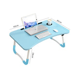 NNEAGS Blue Portable Bed Table Adjustable Foldable Bed Sofa Study Table Laptop Mini Desk with Notebook Stand Cup Slot Home Decor