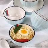 NNEAGS Blue Japanese Style Ceramic Dinnerware Crockery Soup Bowl Plate Server Kitchen Home Decor Set of 12