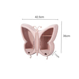 NNEAGS 2X Pink Butterfly Shape Wall-Mounted Makeup Organiser Dustproof Waterproof Bathroom Storage Box Home Decor