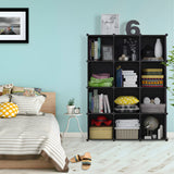 NNEAGS 4 Tier 12-Cube Black Portable Wardrobe Divide-Grid Modular Storage Organiser Foldable Closet