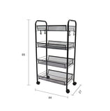 NNEAGS 4 Tier Steel Black Bee Mesh Kitchen Cart Multi-Functional Shelves Portable Storage Organizer with Wheels