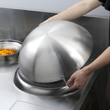 NNEAGS 50cm Stainless Steel Kitchen Cooking Wok with 2 Sturdy Handles