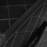 NNEAGS 4X Leather Car Boot Collapsible Foldable Trunk Cargo Organizer Portable Storage Box Black/White Stitch with Lock Small