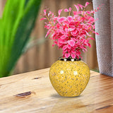 NNEAGS 21x22cm Yellow with White Mini Floral Small Ceramic Flower Vase Elegant Living Room Home Decor