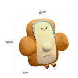 NNEAGS 48cm Smiley Face Toast Bread Cushion Stuffed Car Seat Plush Cartoon Back Support Pillow Home Decor
