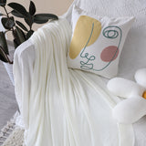 NNEAGS 2X White Acrylic Knitted Throw Blanket Solid Fringed Warm Cozy Woven Cover Couch Bed Sofa Home Decor