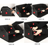 NNEAGS 2X 60cm Leather Car Boot Collapsible Foldable Trunk Cargo Organizer Portable Storage Box with Lock Black