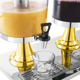 NNEAGS Triple Head 24L Stainless Steel Dispenser Beverage Juicer Transparent Commercial Drink Container Jug with Gold Accents
