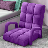 NNEAGS 4X Foldable Lounge Cushion Adjustable Floor Lazy Recliner Chair with Armrest Purple
