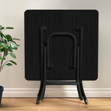 NNEAGS Black Dining Table Portable Square Surface Space Saving Folding Desk with Lacquered Legs Home Decor