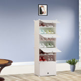 NNEAGS 7 Tier White Shoe Rack Organizer Sneaker Footwear Storage Stackable Stand Cabinet Portable Wardrobe with Cover