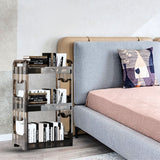 NNEAGS 38x24cm Clear 3 Tier Bookshelf & Cosmetic Storage Organizer Trolley Rack