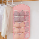 NNEAGS 2X Pink Double Sided Hanging Storage Bag Underwear Bra Socks Mesh Pocket Hanger Home Organiser