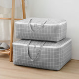 NNEAGS 2X Grey Plaid Large Storage Luggage Bag Double Zipper Foldable Travel Organiser Essentials
