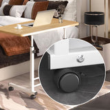 NNEAGS 40x80cm Walnut Bedside Table Movable Bedroom Desk Student Computer Table