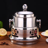 NNEAGS 2X Stainless Steel Mini Asian Buffet Hot Pot Single Person Shabu Alcohol Stove Burner with Lid
