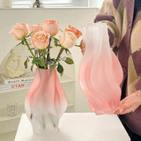 NNEAGS 32cm Pink Glass Vase Art Blown Hand Flower Tall Vintage Art Vases