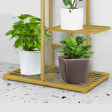 NNEAGS 5 Tier 6 Pots Gold Metal Plant Stand Flowerpot Display Shelf Rack Indoor Home Office Decor